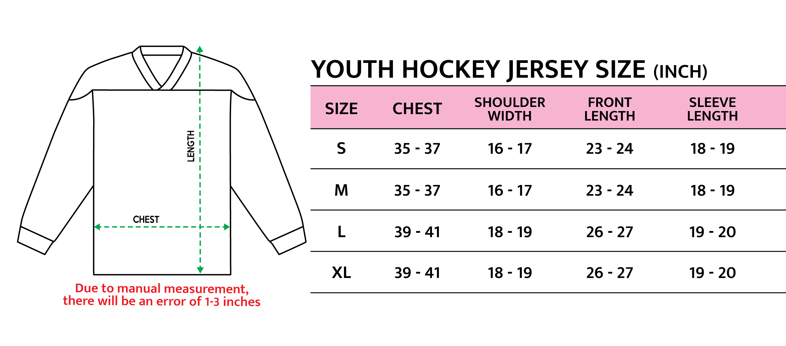 How Big Is An Xl Hockey Jersey